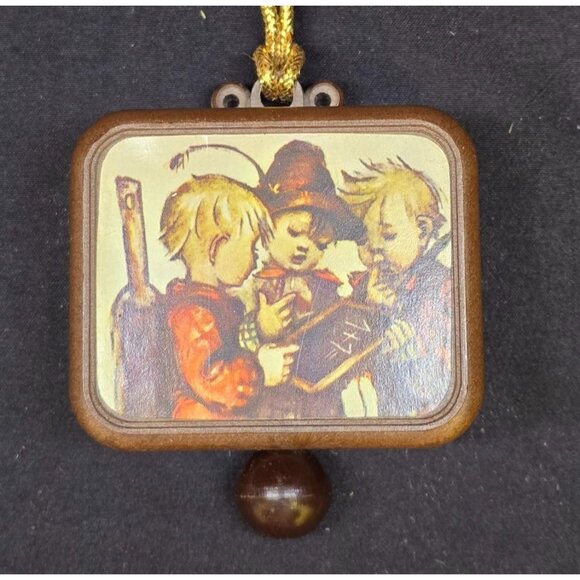 Vintage Hummel Japan Pull String Music Box Hanging Ornament School Days WORKS - Picture 1 of 5